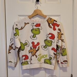 Primark Kids Grinch Holiday Sweatshirt - White and Green
